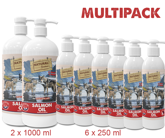 Aceite de salmón NG Cat & Dog PACK
(6 x 250 ml + 2 x 1 l) 6 x 250 ml
+
2 x 1 l