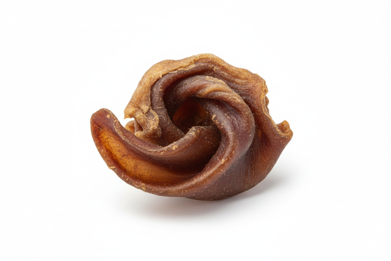 Generame una oreja natural desidratada de comida para perro.